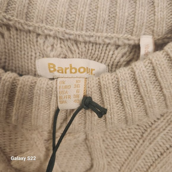 Barbour Daffodil Knit Crew Neck Sweater Oatmeal Cream Women's Size: 6 WORN 2x - Picture 5 of 9